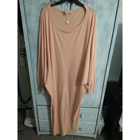 Free People Beach Wide Sleeve Maxi Dress Md Blush Boho Beachy Summer Loganlook - Picture 1 of 11